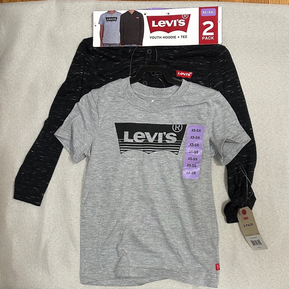 Levi's Black and Gray Kids Hoodie & Tee Set